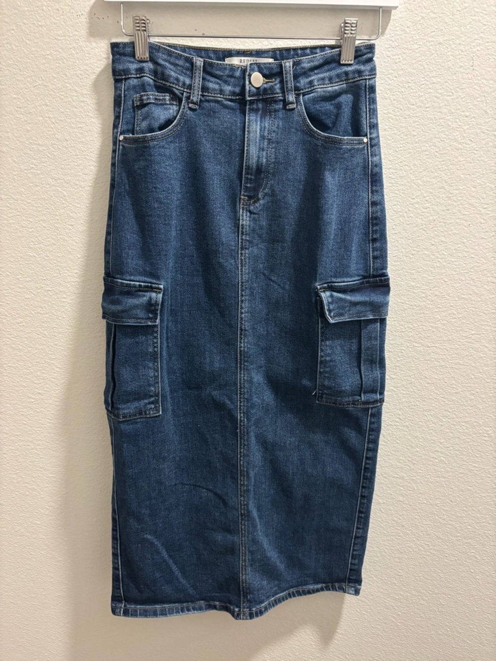 REDIAL PREMIUM DENIM COLLECTION Denim Cargo Pencil Skirt in Deep Blue, EUR 34